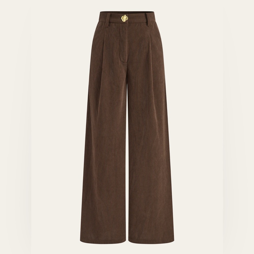 Commense Wide-Leg Corduroy Pants in Brown NWT